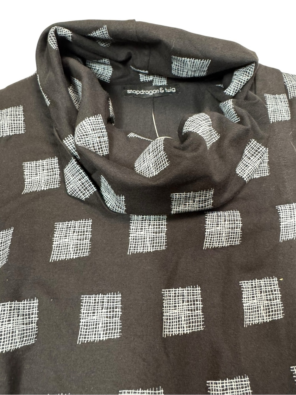 NWT New Tulip Bristol Cowl Neck Pullover in Black Grey Mini Chex Size S - Picture 5 of 10
